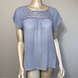 Anthropologie Maeve Top with Lace & Cap Sleeves
